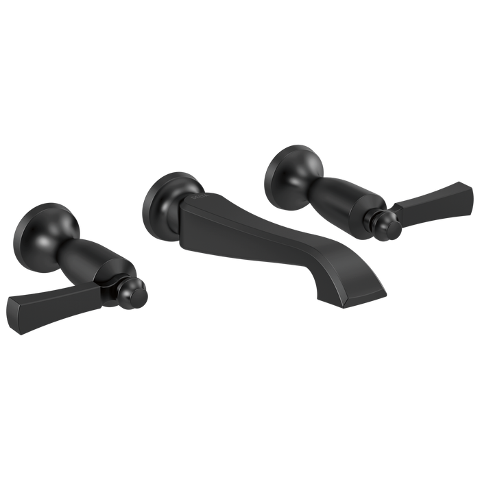 Delta Dorval T3556LF Two Handle Wall Mount Bathroom Faucet Trim Only, matte black
