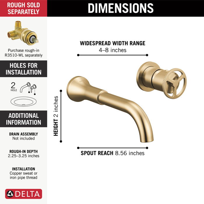Delta Trinsic T3558LF Single Handle Wall Mount Bathroom Faucet Trim