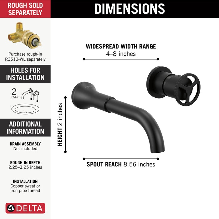 Delta Trinsic T3558LF Single Handle Wall Mount Bathroom Faucet Trim