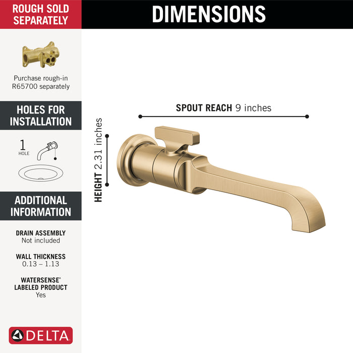 Delta Tetra T3589LF Single Handle Wall Mount Bathroom Faucet Trim