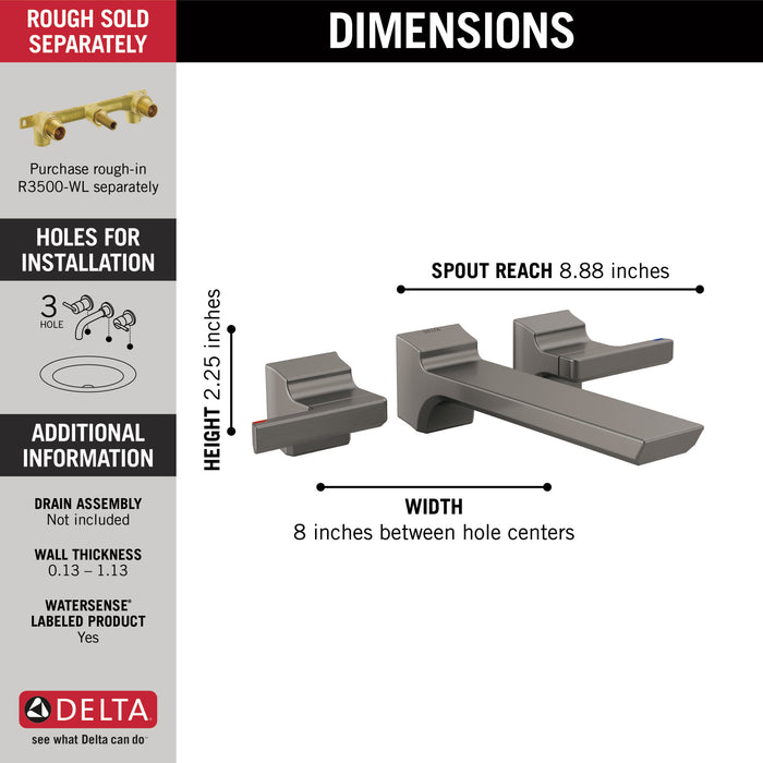 Delta Pivotal: Two-Handle Wall Mount Bathroom Faucet Trim