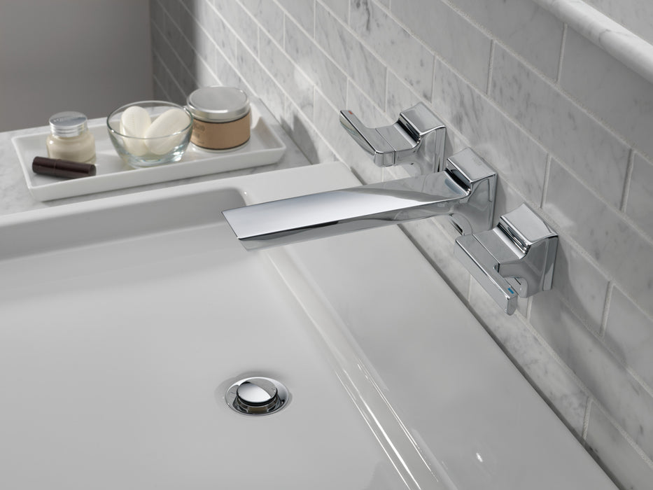 Delta Pivotal: Two-Handle Wall Mount Bathroom Faucet Trim