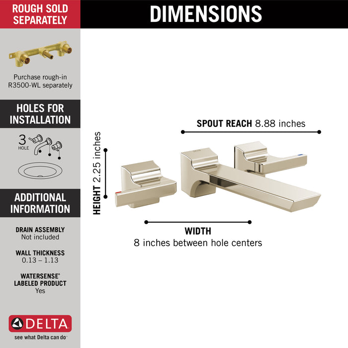 Delta Pivotal: Two-Handle Wall Mount Bathroom Faucet Trim