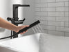 Delta Ara T4768 Single Handle Floor Mount Channel Spout Tub Filler Trim with Hand Shower