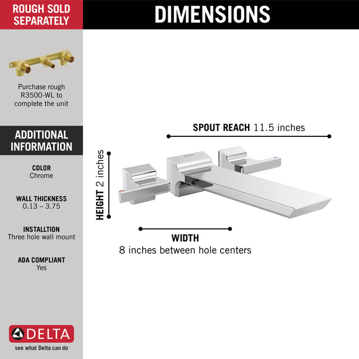 Delta Pivotal: Two Handle Wall Mounted Tub Filler