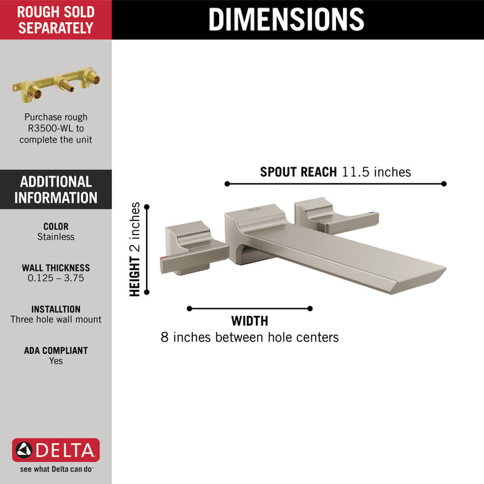 Delta Pivotal: Two Handle Wall Mounted Tub Filler