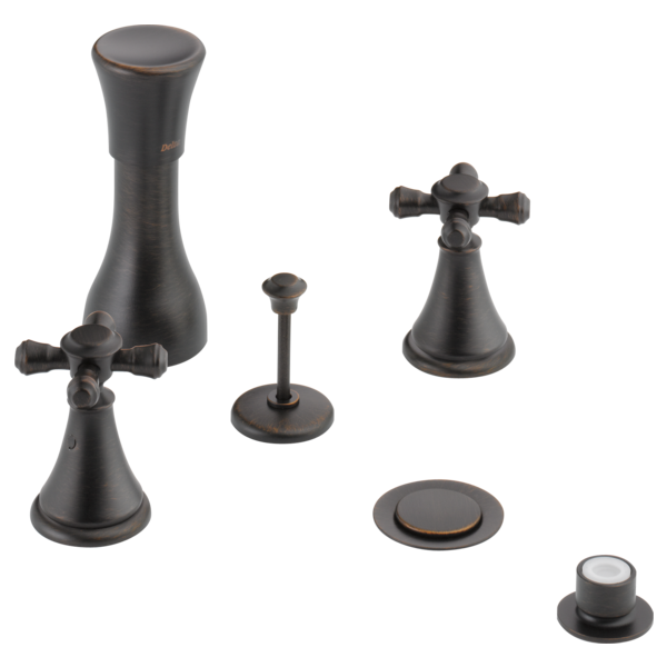 Delta Cassidy:H295 Metal Cross Handle Set - Deck Mount Bathroom & Bidet