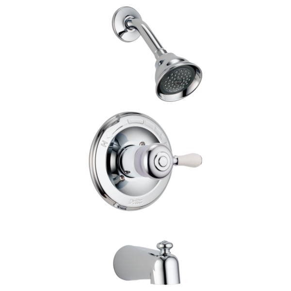 Delta Leland H777SS Porcelain Handle Kit - Tub & Shower, Chrome