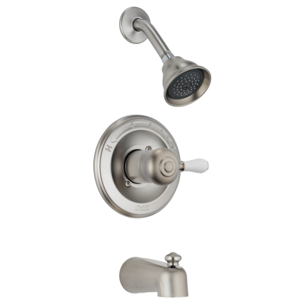 Delta Leland H777SS Porcelain Handle Kit - Tub & Shower, Stainless Steel