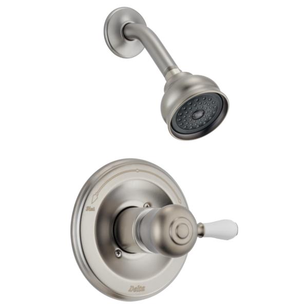 Delta Leland H777SS Porcelain Handle Kit - Tub & Shower, Stainless Steel