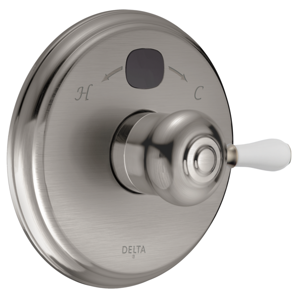 Delta Leland H777SS Porcelain Handle Kit - Tub & Shower, Stainless Steel