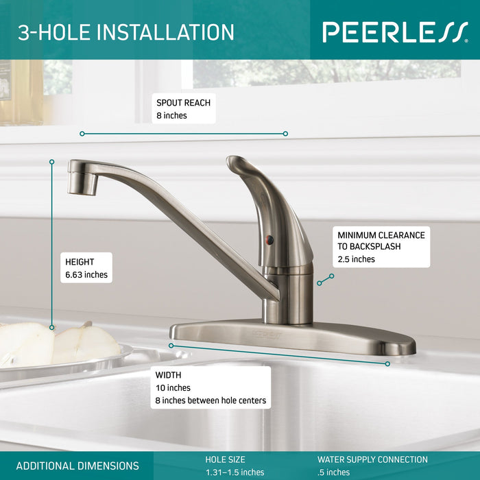 Peerless Core P110LF Single Handle Kitchen Faucet, stainless steel - view 4
