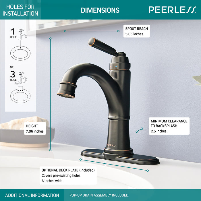 Delta Peerless Westchester:P1523LF Single-Handle Bathroom Faucet, Oil Bronze