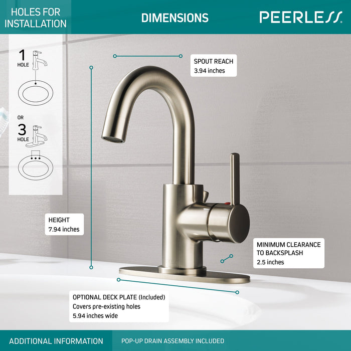 Peerless Precept P191102LF Single Handle Centerset Bathroom Faucet, brushed nickel - view 2