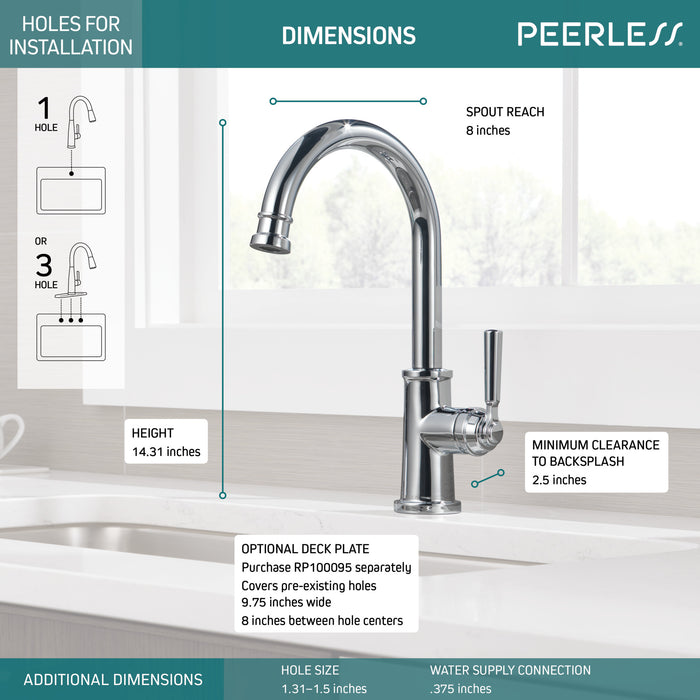 Peerless Westchester P1923LF Single-Handle Kitchen Faucet, Chrome