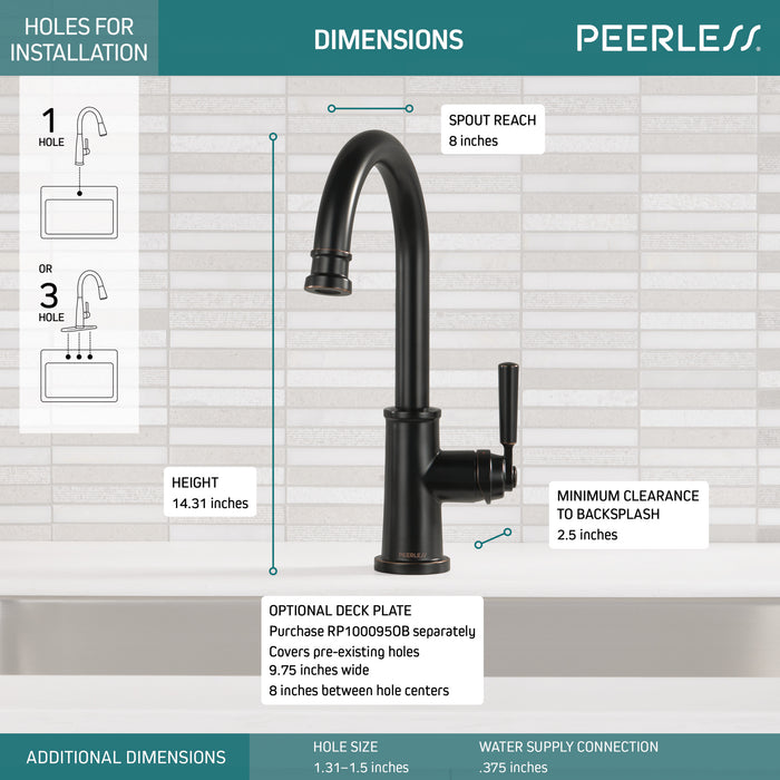 Peerless Westchester P1923LF Single-Handle Kitchen Faucet, Oil Bronze