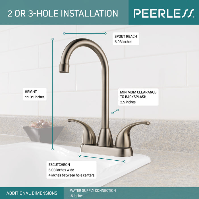 Peerless Core P288LF Two Handle Bar-Prep Faucet, Stainless Steel