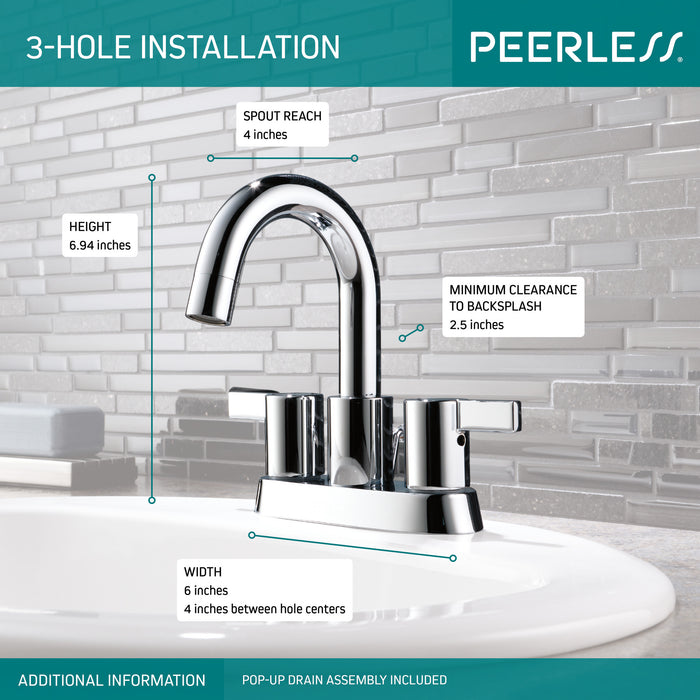 Delta Peerless Precept:P299102LF Two Handle Centerset Bathroom, Chrome