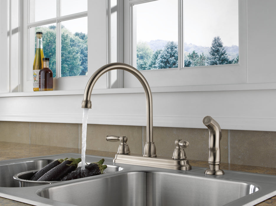 Peerless Claymore P299575LF Two Handle Kitchen Faucet, Stainless Steel