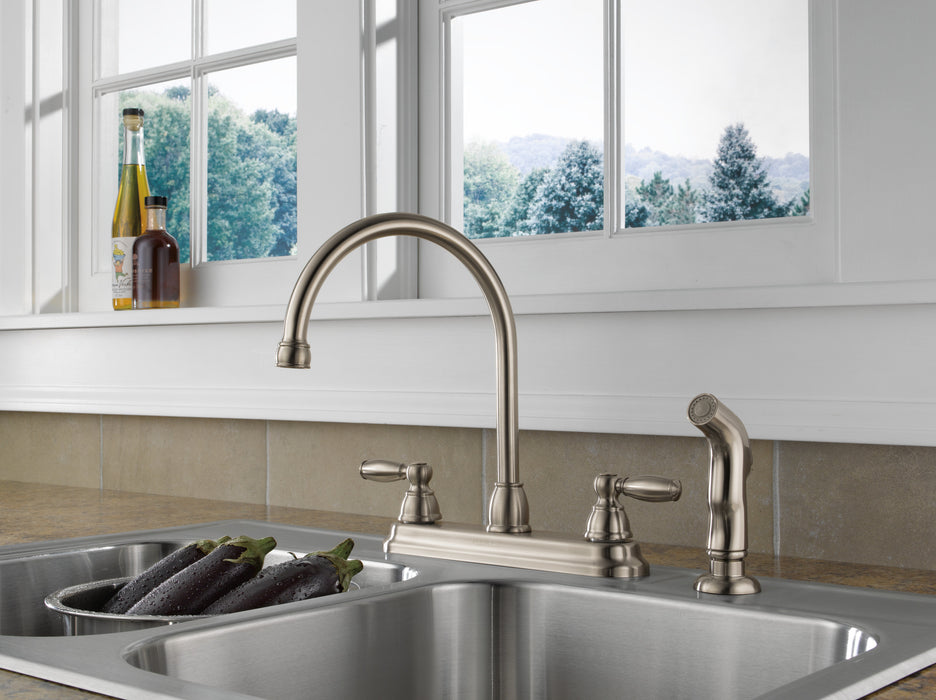 Peerless Claymore P299575LF Two Handle Kitchen Faucet, Stainless Steel