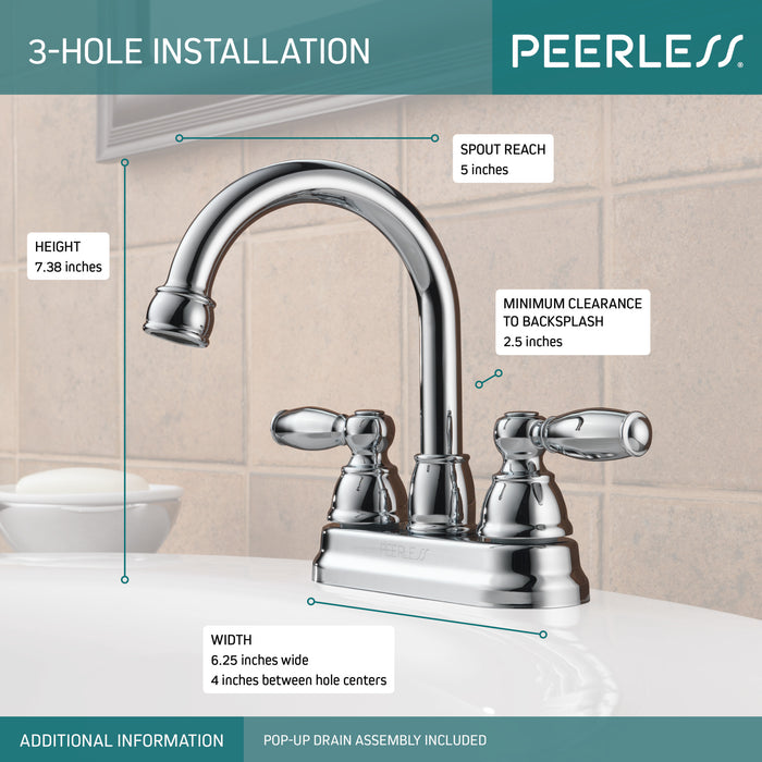 Peerless Claymore P299685LF Two Handle Bathroom Faucet, Chrome