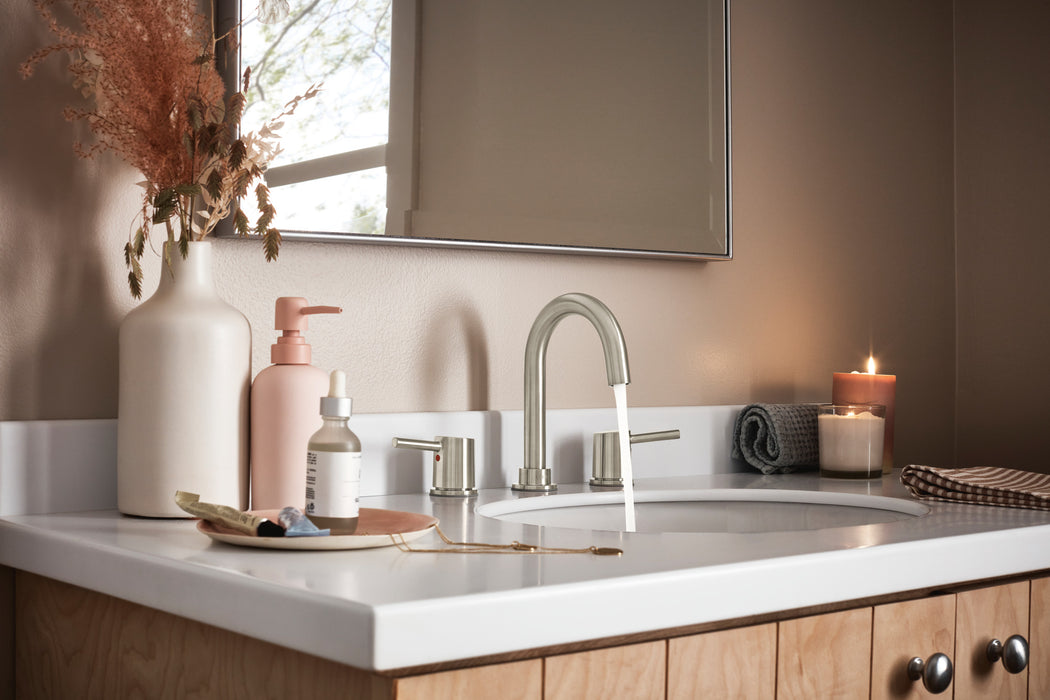 Peerless Precept P3547LF Two Handle Widespread Bath Faucet, Brushed Nickel