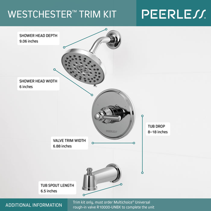 Peerless Westchester PTT14423 Tub/Shower Trim 14S, Chrome