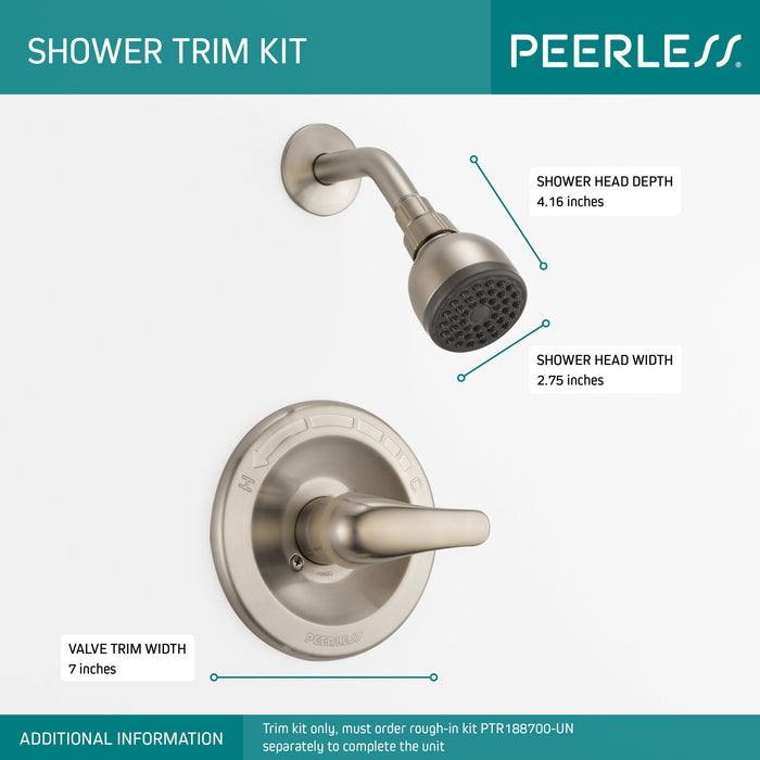 Delta Peerless Core:PTT188743 Shower Only Trim Kit, Brushed Nickel
