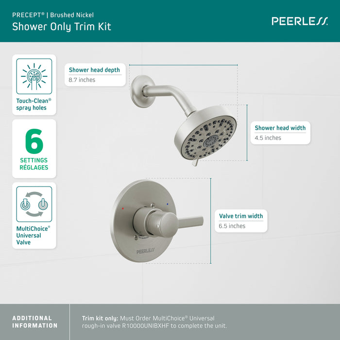Peerless Precept PTT188782 Shower Only Trim Kit, Brushed Nickel