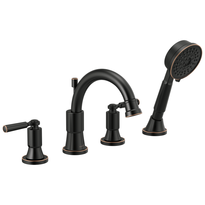 Delta Peerless Westchester:PTT4523 Roman Tub Trim Kit with Hand Shower, Oil Bronze