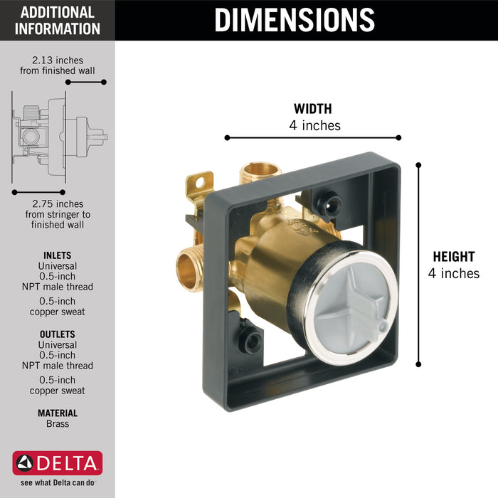 Delta R10000-UNBXHF Multichoice Universal High-flow Shower Rough - Universal Inlets / Outlets