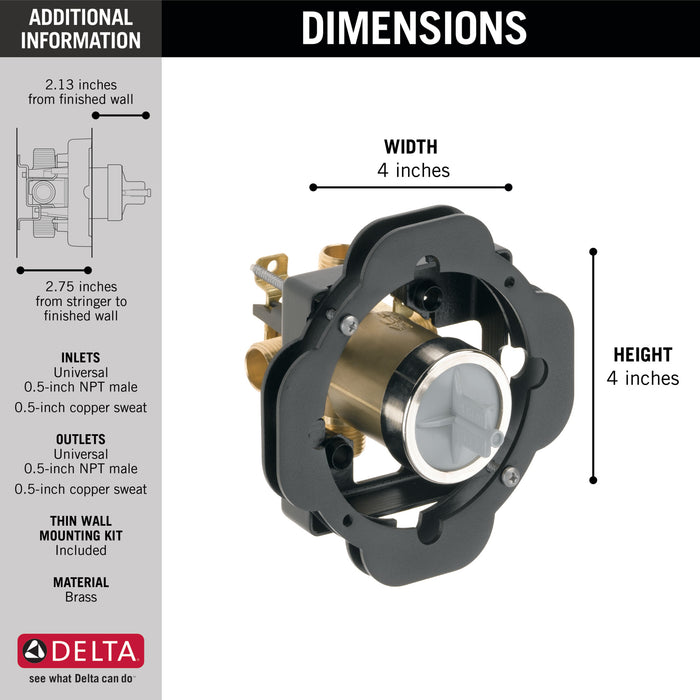 Delta Delta:R10000 MultiChoice Universal Tub / Shower Rough - Universal Inlets / Outlets