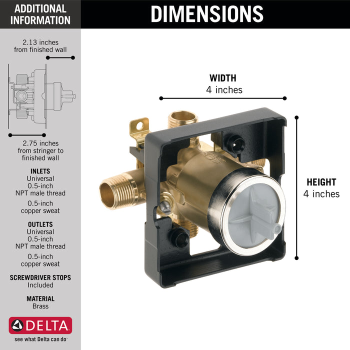 Delta:R10000 MultiChoice Universal Tub / Shower Rough - Universal Inlets / Outlets