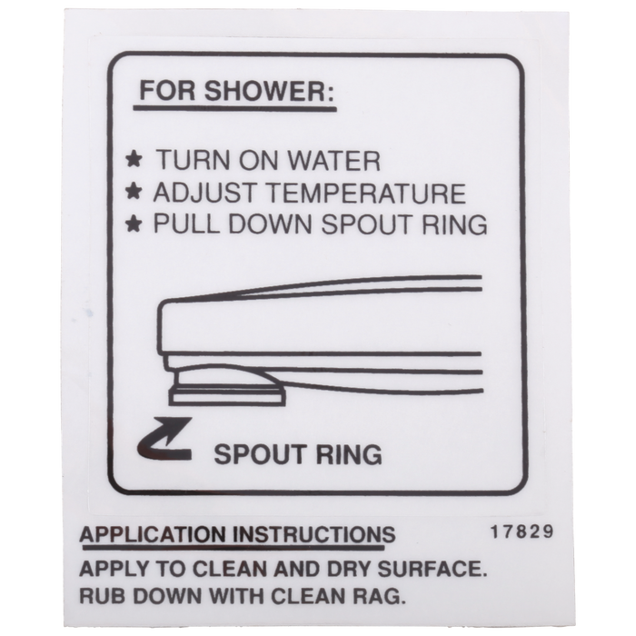 Delta RP17829 Decal - Tub Spout - Pull-Down Diverter