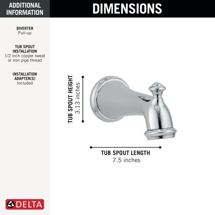 Delta Victorian RP34357SS Tub Spout - Pull-Up Diverter, Chrome
