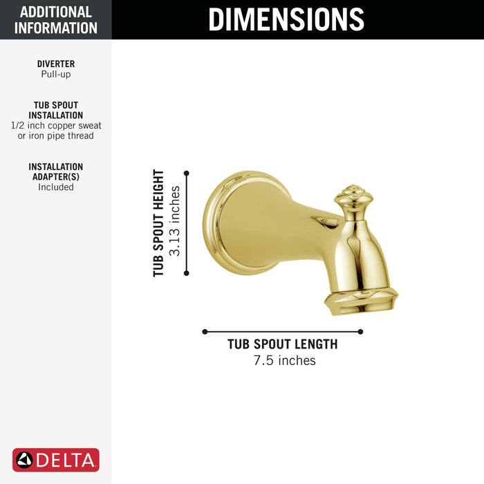 Delta Victorian RP34357SS Tub Spout - Pull-Up Diverter, Polished Brass