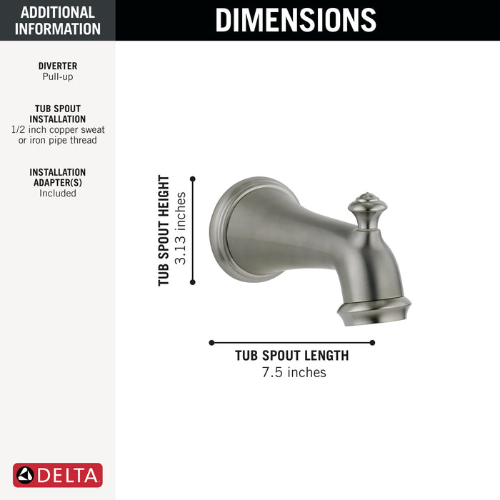 Delta Victorian RP34357SS Tub Spout - Pull-Up Diverter, Stainless