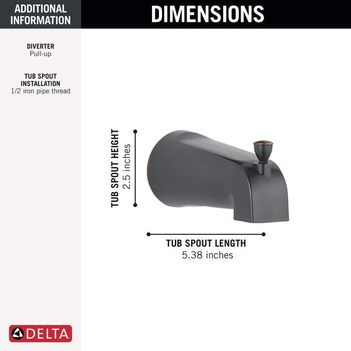 Delta RP61357OB Tub Spout - Pull-Up Diverter, Oil Bronze
