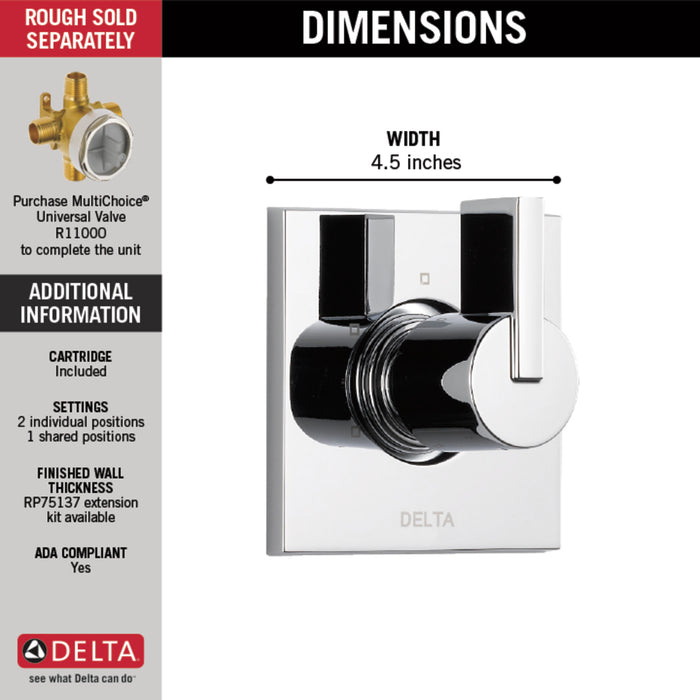 Delta Vero:T11853 3-Setting 2-Port Diverter Trim
