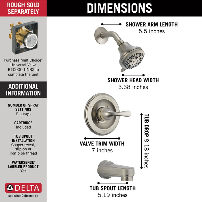 Delta Classic T13420 Monitor 13 Series Tub & Shower Trim, stainless - view 2