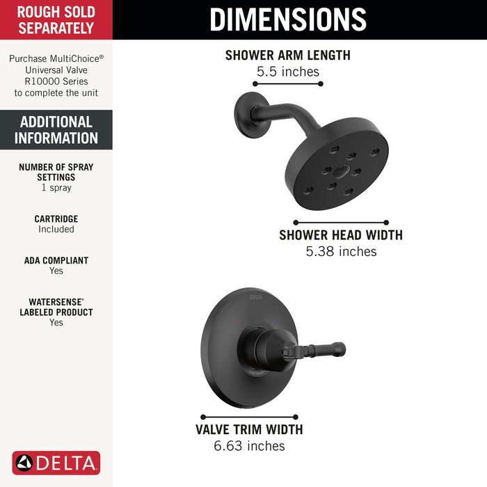 Delta Broderick T14284 14 Series Shower Trim, Matte Black