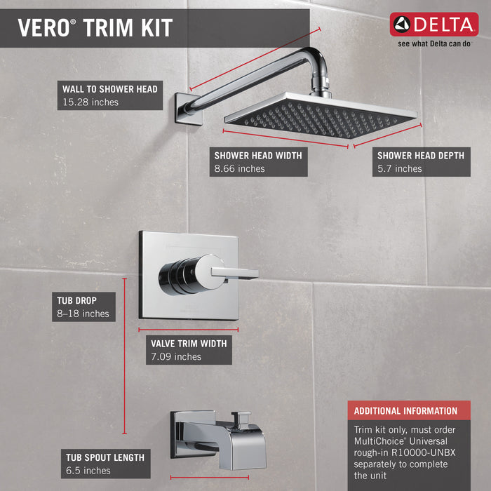 Delta Vero T14453 Monitor 14 Series Tub & Shower Trim, Chrome