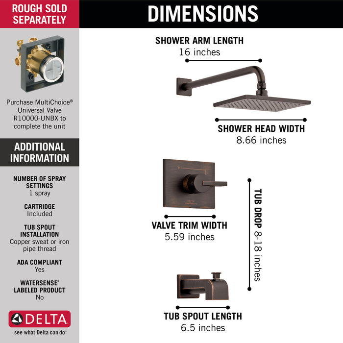 Delta Vero T14453 Monitor 14 Series Tub & Shower Trim, Venetian Bronze