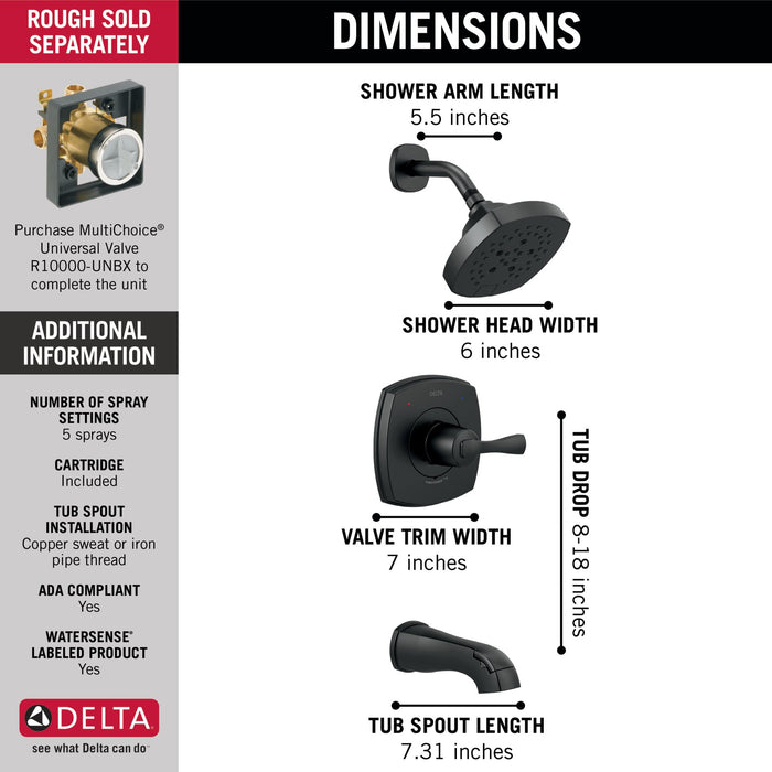 Delta Stryke T14476 14 Series Tub and Shower, matte black - view 2