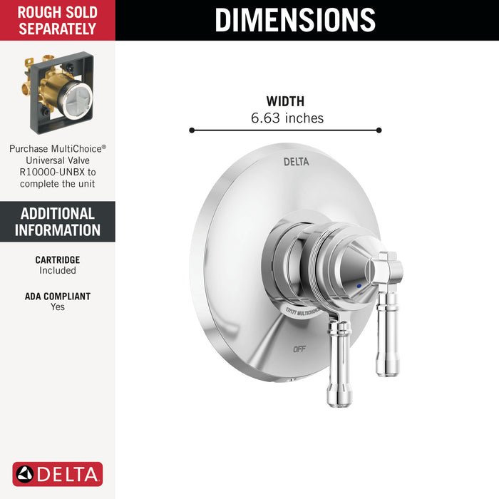 Delta Broderick T17084 17 Series Valve Only Trim, Lumicoat Chrome