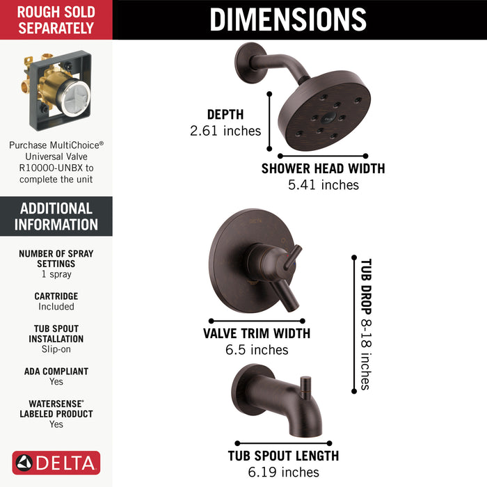 Delta Trinsic:T17459 Monitor 17 Series H2OKinetic Tub & Shower Trim