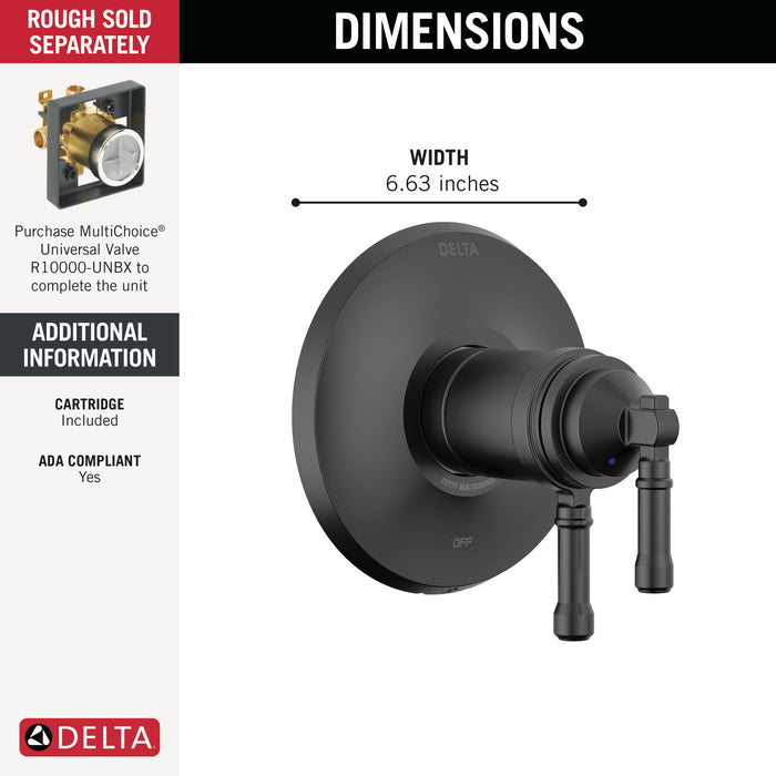 Delta Broderick T17T084 17T Series Valve Only Trim, Matte Black