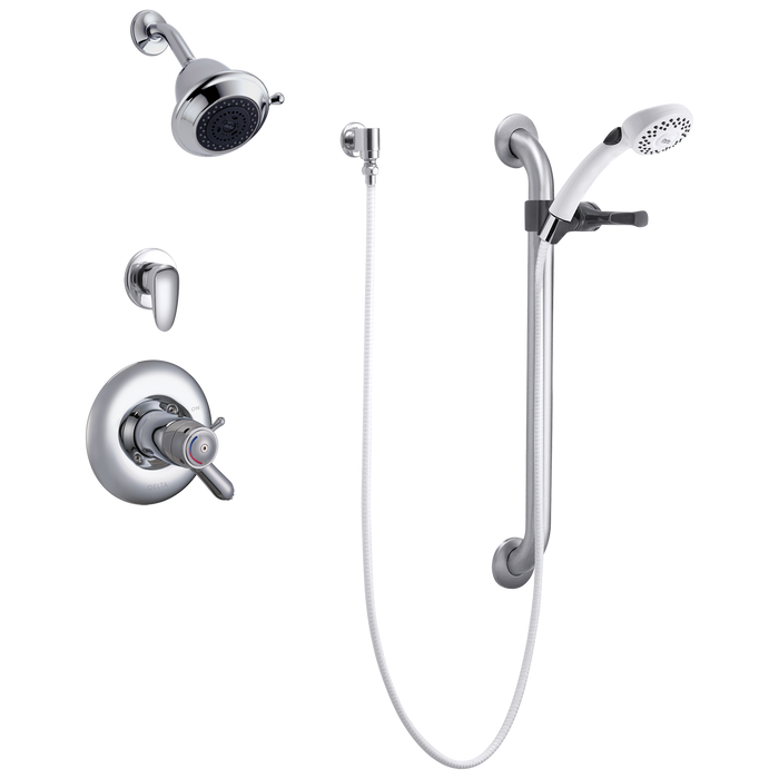 Commercial T17TH T17TH325 Universal Dual Shower Trim Diverter Hand Shower and Grab Bar