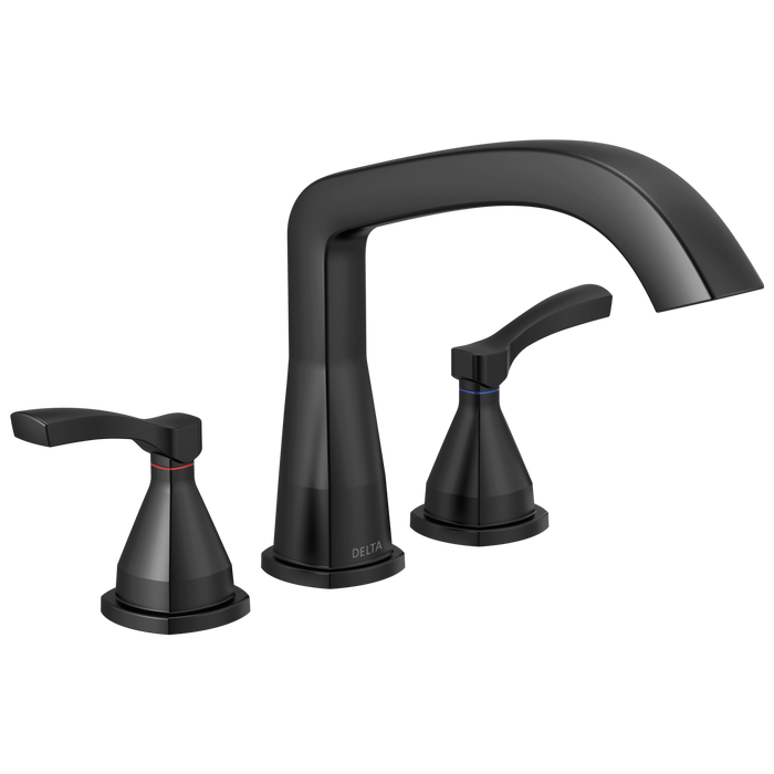 Delta Stryke T2776 Three Hole Roman Tub Trim, matte black