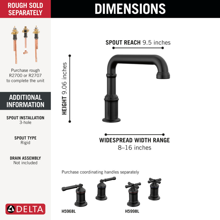 Delta Broderick T2784 Roman Tub Trim - Less Handles
